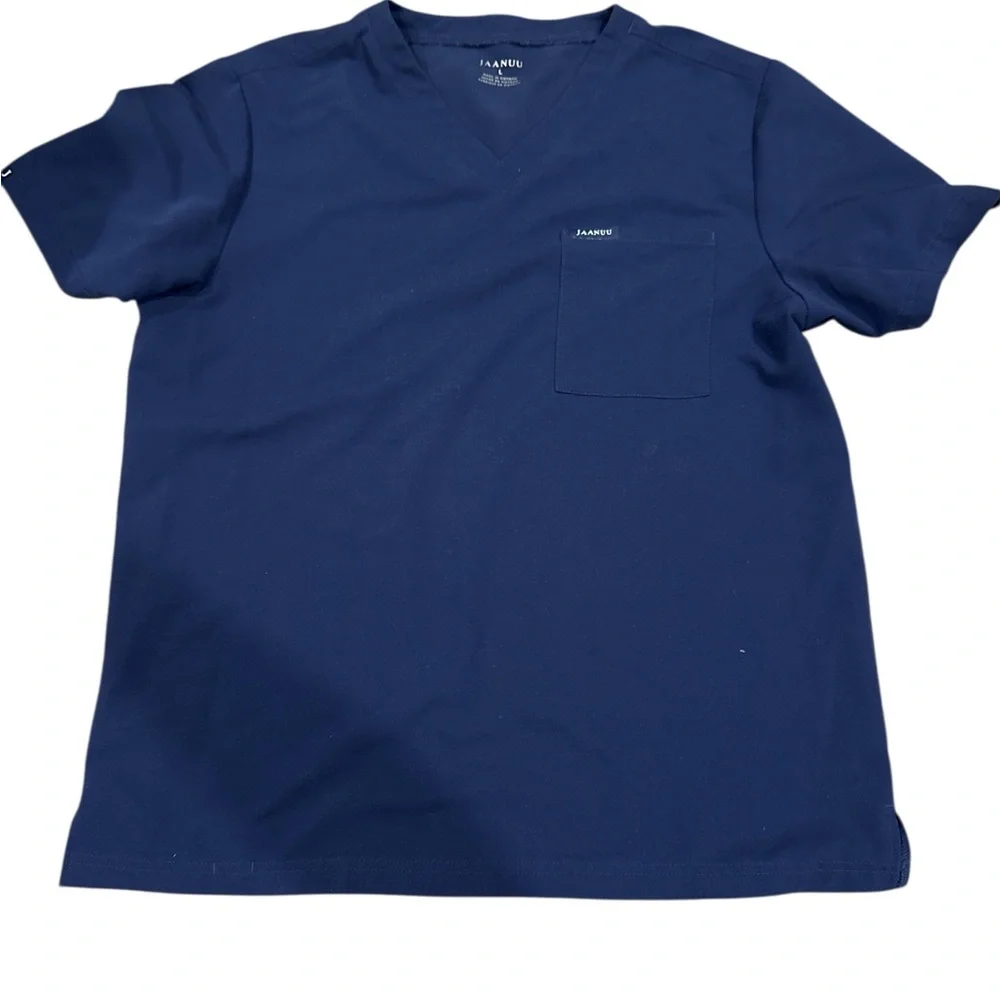 Jaanuu V-Neck Scrub Shirt - Blue, Navy, Teal - Picture 2 of 4